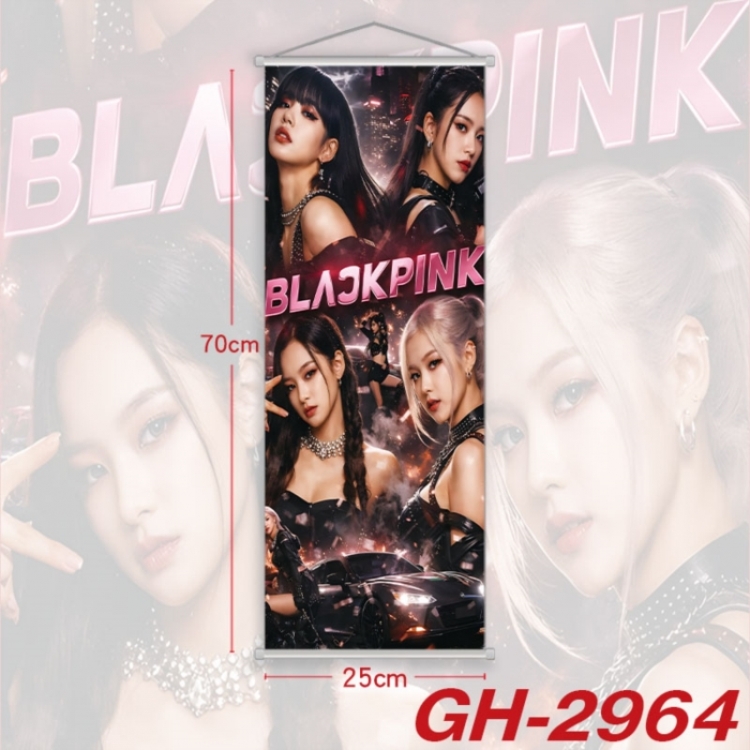 BLACK PINK Plastic Rod Cloth Small Hanging Canvas Painting Wall Scroll 25x70cm price for 5 pcs