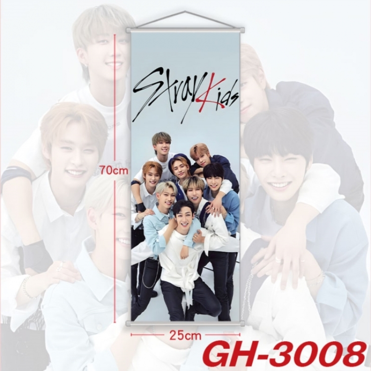 Stray Kids Plastic Rod Cloth Small Hanging Canvas Painting Wall Scroll 25x70cm price for 5 pcs