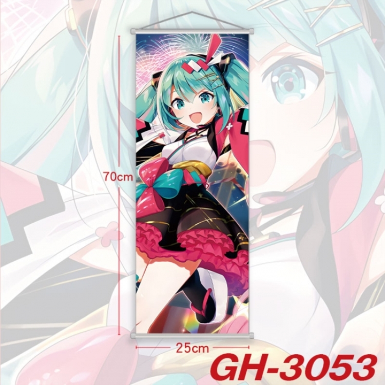 Hatsune Miku Plastic Rod Cloth Small Hanging Canvas Painting Wall Scroll 25x70cm price for 5 pcs