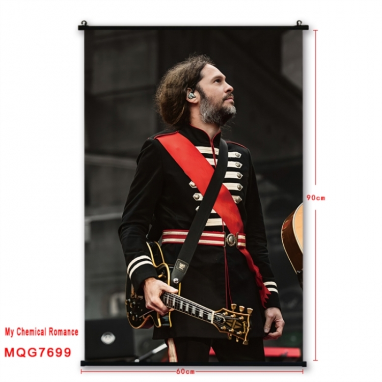 My Chemical Romance Anime black Plastic rod Cloth painting Satin cloth Wall Scroll 60X90CM 