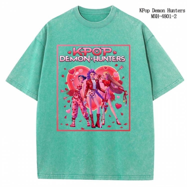 K-Pop Demon Hunters Anime peripheral pure cotton washed and worn T-shirt from S to 2XL