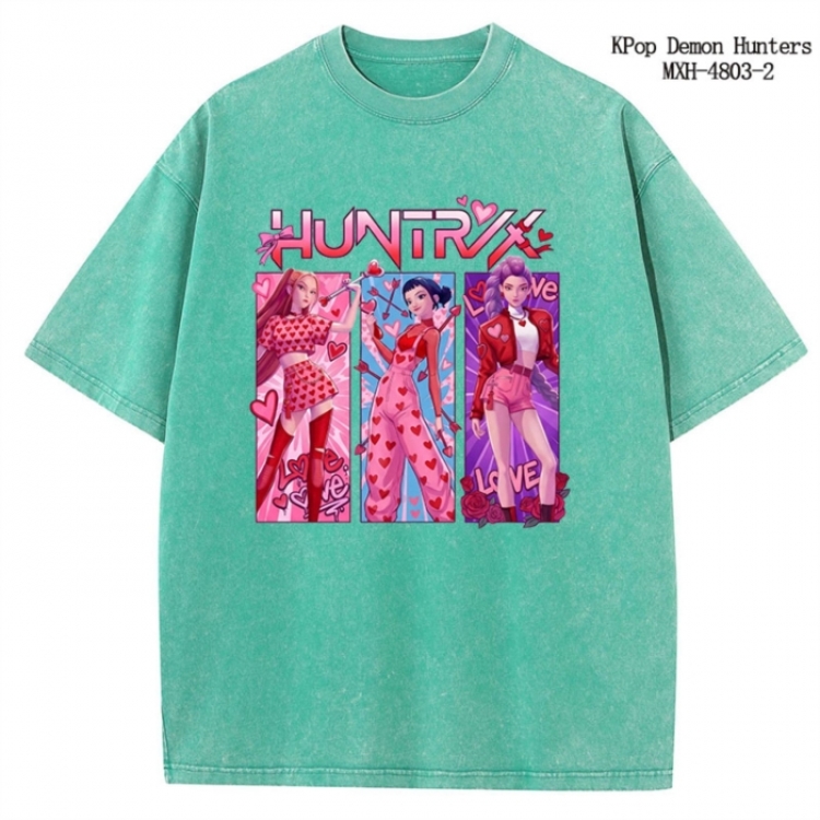 K-Pop Demon Hunters Anime peripheral pure cotton washed and worn T-shirt from S to 2XL