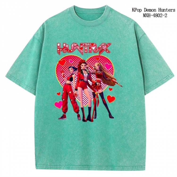 K-Pop Demon Hunters Anime peripheral pure cotton washed and worn T-shirt from S to 2XL