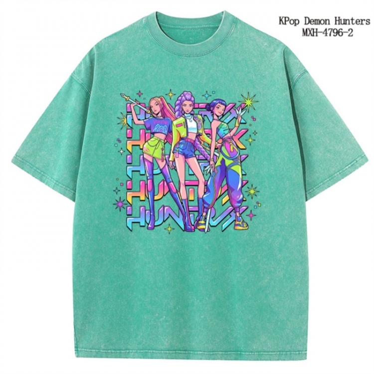 K-Pop Demon Hunters Anime peripheral pure cotton washed and worn T-shirt from S to 2XL