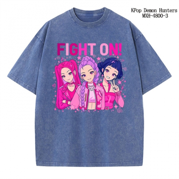 K-Pop Demon Hunters Anime peripheral pure cotton washed and worn T-shirt from S to 2XL