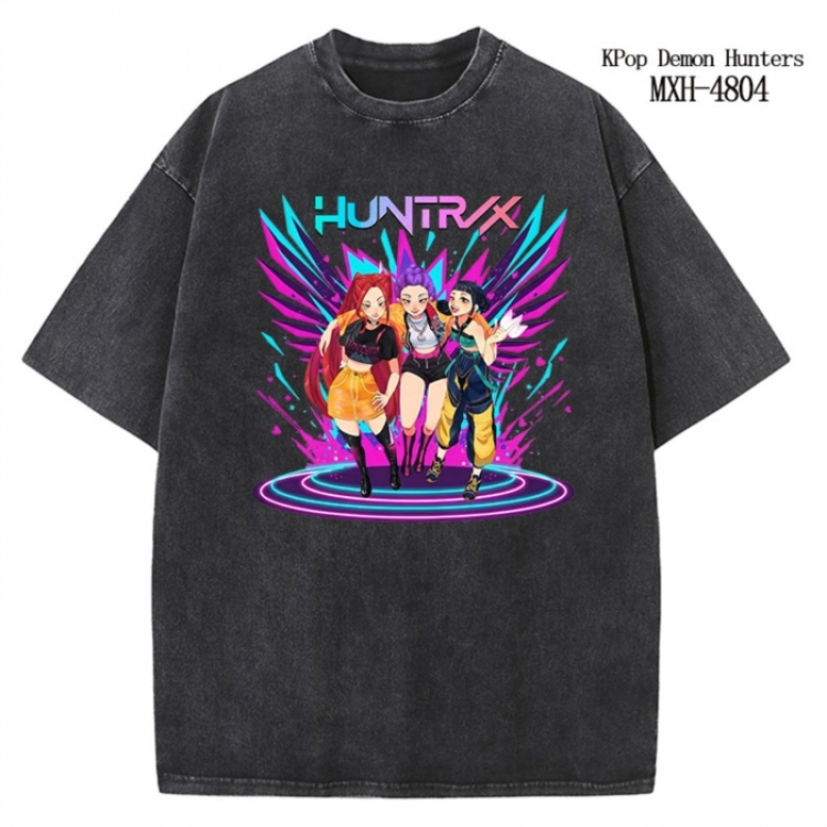 K-Pop Demon Hunters Anime peripheral pure cotton washed and worn T-shirt from S to 2XL