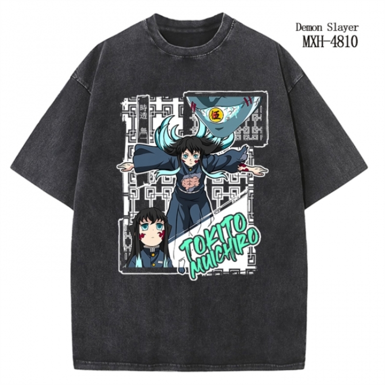 Demon Slayer Kimets Anime peripheral pure cotton washed and worn T-shirt from S to 2XL