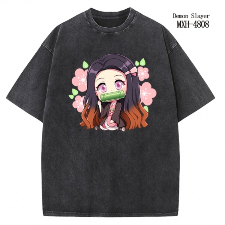Demon Slayer Kimets Anime peripheral pure cotton washed and worn T-shirt from S to 2XL