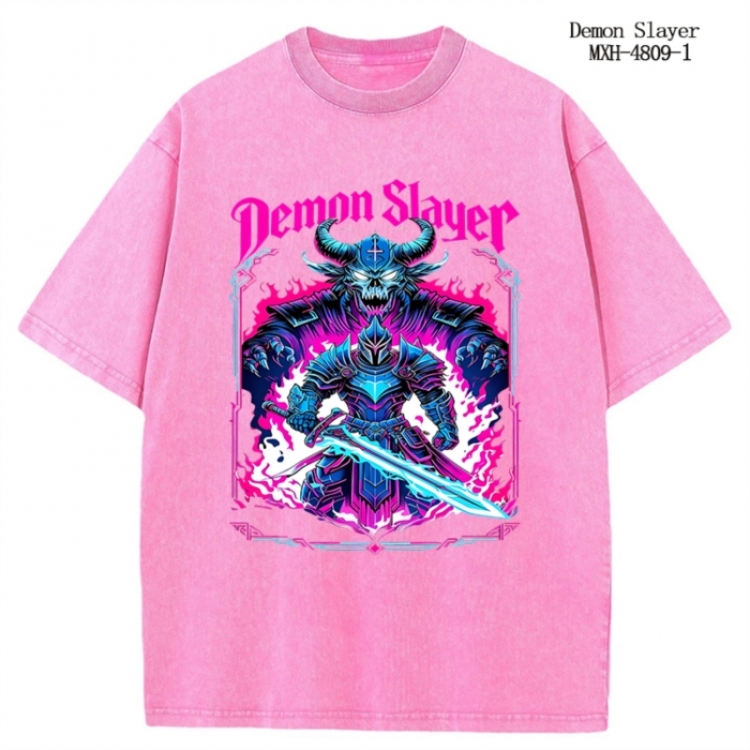 Demon Slayer Kimets Anime peripheral pure cotton washed and worn T-shirt from S to 2XL
