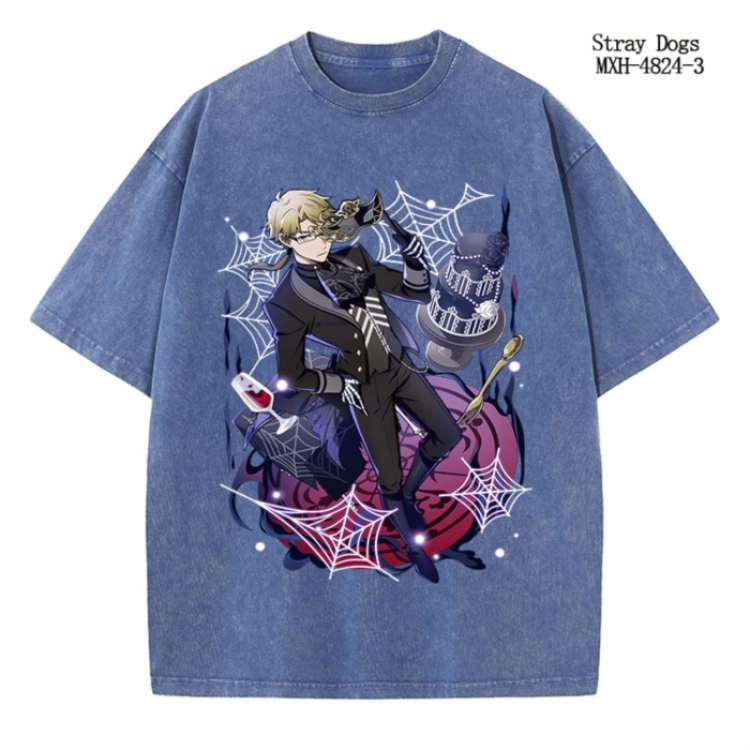 Bungo Stray Dogs Anime peripheral pure cotton washed and worn T-shirt from S to 2XL
