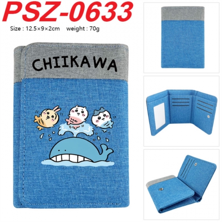 Chiikawa Anime color blocked three fold concealed wallet 12.5X9X2CM 70G