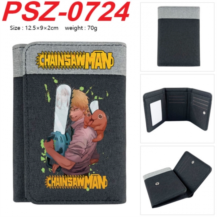 Chainsaw Man Anime color blocked three fold concealed wallet 12.5X9X2CM 70G