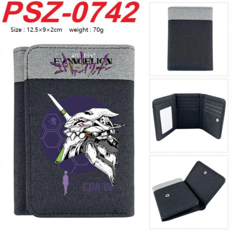 EVA Anime color blocked three fold concealed wallet 12.5X9X2CM 70G