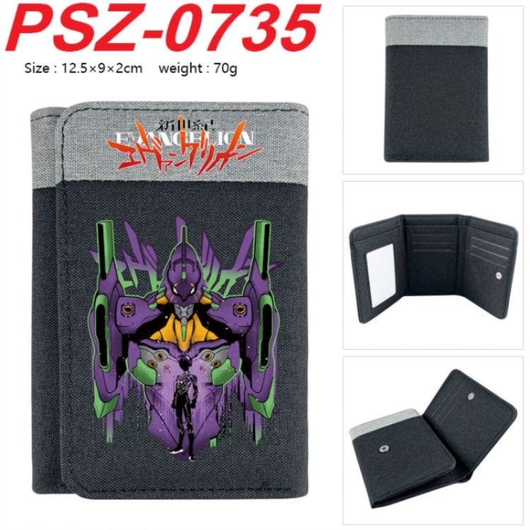 EVA Anime color blocked three fold concealed wallet 12.5X9X2CM 70G