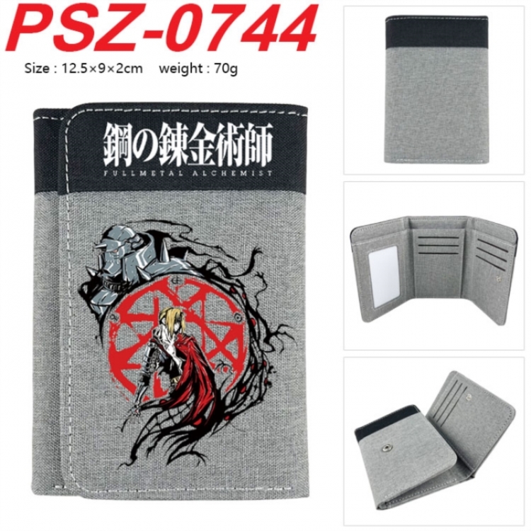 Fullmetal Alchemist Anime color blocked three fold concealed wallet 12.5X9X2CM 70G