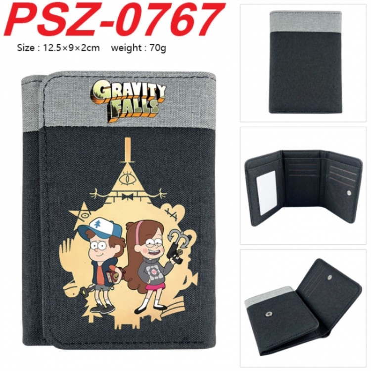 Gravity Falls Anime color blocked three fold concealed wallet 12.5X9X2CM 70G