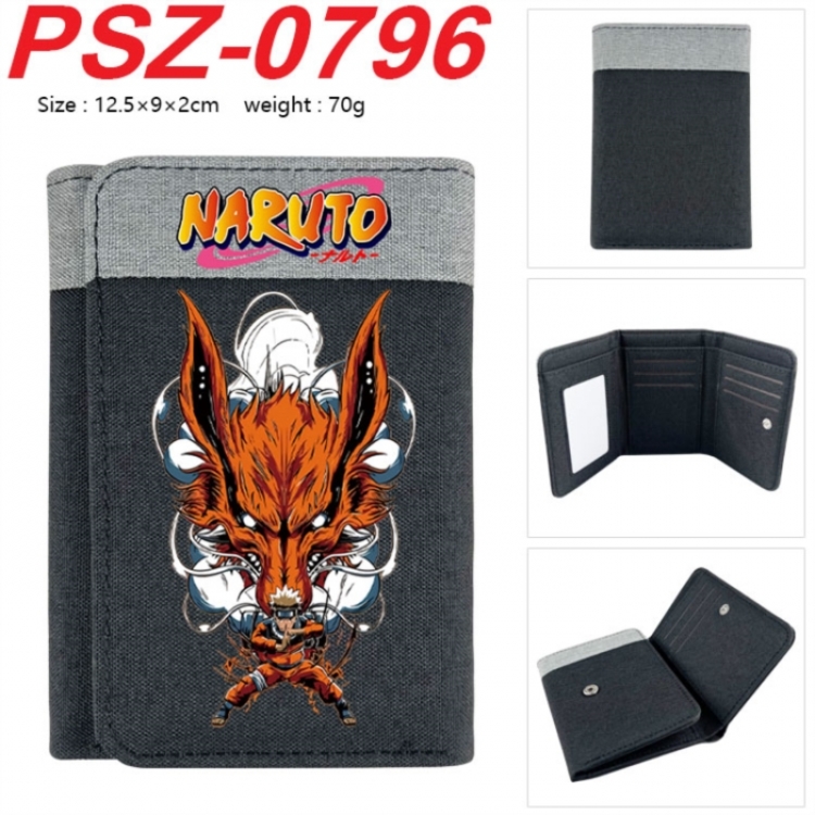 Naruto Anime color blocked three fold concealed wallet 12.5X9X2CM 70G