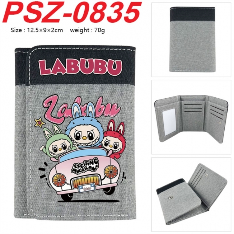 Labubu Anime color blocked three fold concealed wallet 12.5X9X2CM 70G