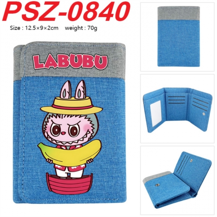 Labubu Anime color blocked three fold concealed wallet 12.5X9X2CM 70G
