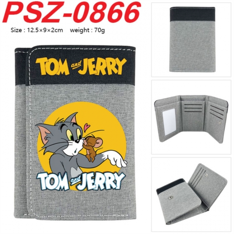 Tom and Jerry Anime color blocked three fold concealed wallet 12.5X9X2CM 70G