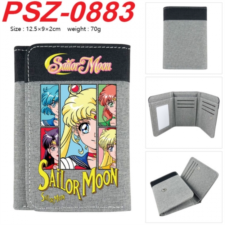sailormoon Anime color blocked three fold concealed wallet 12.5X9X2CM 70G