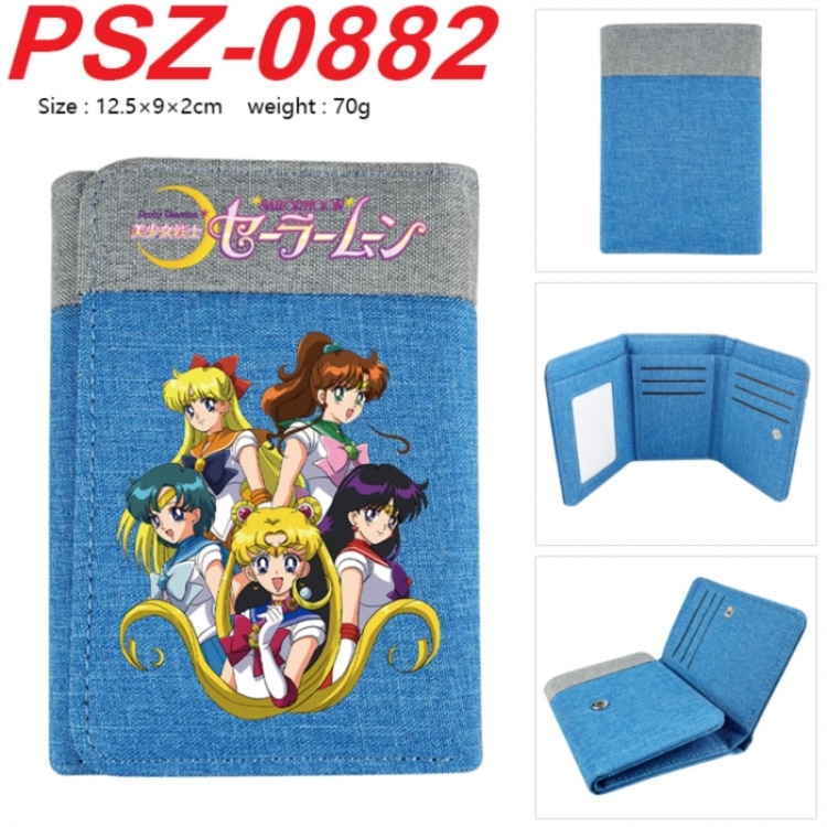 sailormoon Anime color blocked three fold concealed wallet 12.5X9X2CM 70G