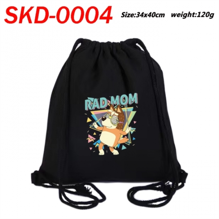 Bluey Anime-themed Canvas Drawstring Backpack Tote Bag 34x40cm