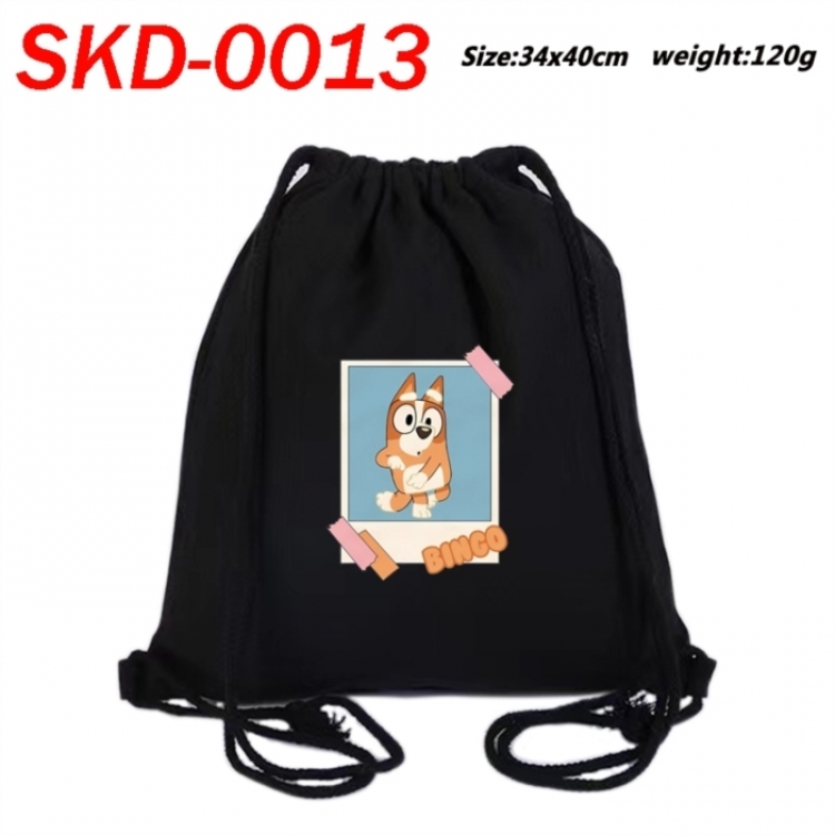 Bluey Anime-themed Canvas Drawstring Backpack Tote Bag 34x40cm