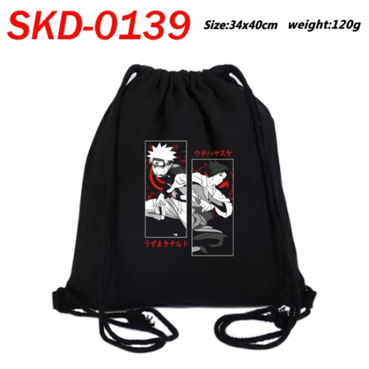 Naruto Anime themed Canvas Drawstring Backpack Tote Bag 34x40cm