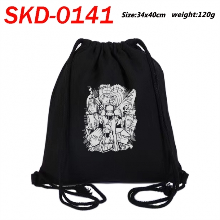 Naruto Anime themed Canvas Drawstring Backpack Tote Bag 34x40cm