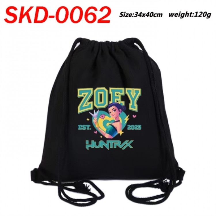 K-Pop Demon Hunters Anime themed Canvas Drawstring Backpack Tote Bag 34x40cm