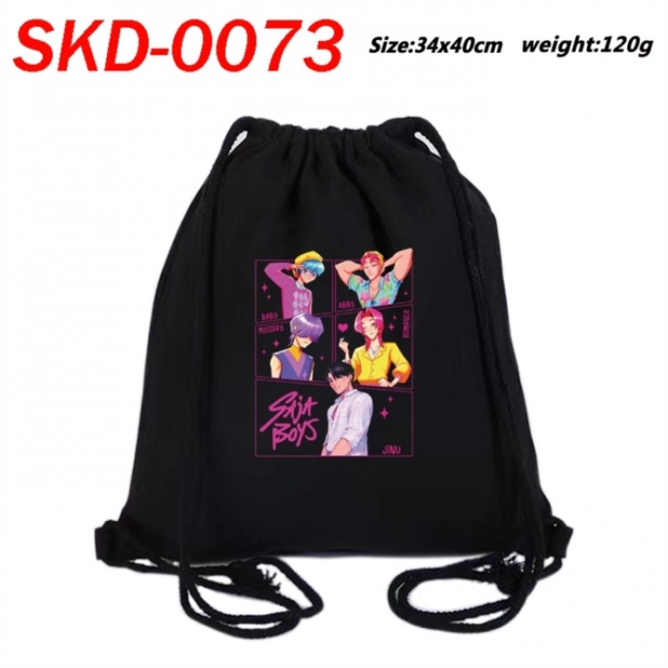 K-Pop Demon Hunters Anime themed Canvas Drawstring Backpack Tote Bag 34x40cm