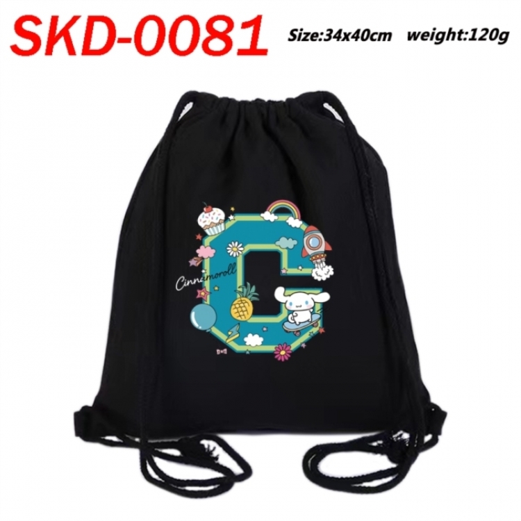 Sanrio Anime themed Canvas Drawstring Backpack Tote Bag 34x40cm