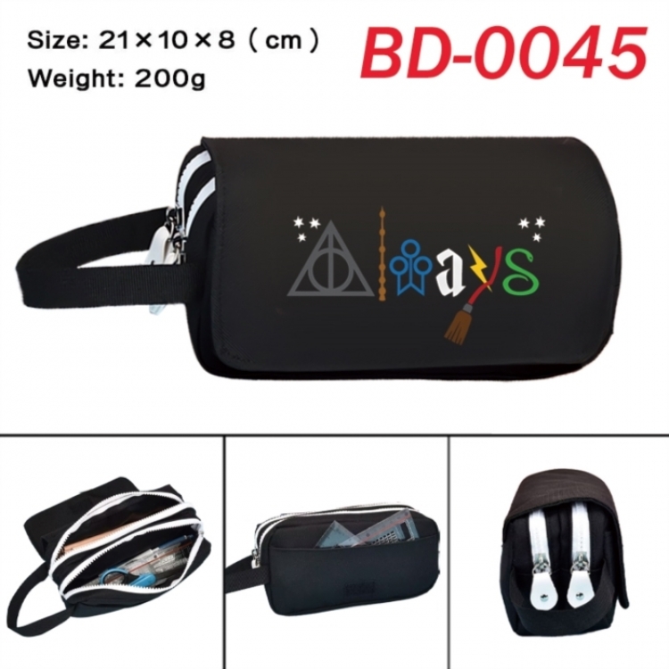 Harry Potter Anime peripheral handheld large capacity double-layer Oxford cloth pencil case 21X10X8cm