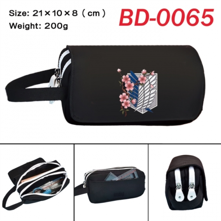 Shingeki no Kyojin Anime peripheral handheld large capacity double-layer Oxford cloth pencil case 21X10X8cm