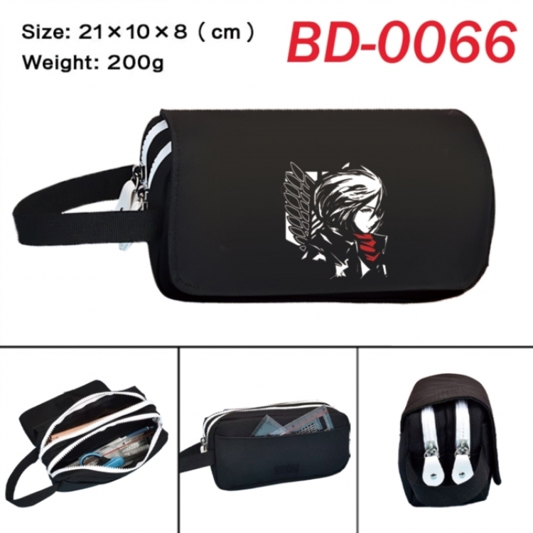Shingeki no Kyojin Anime peripheral handheld large capacity double-layer Oxford cloth pencil case 21X10X8cm