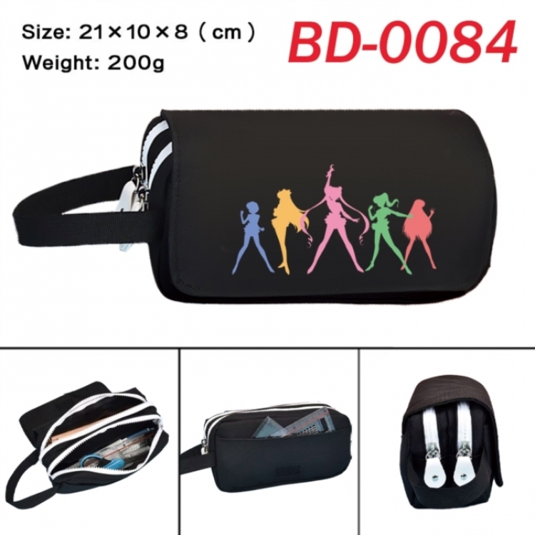 sailormoon Anime peripheral handheld large capacity double-layer Oxford cloth pencil case 21X10X8cm