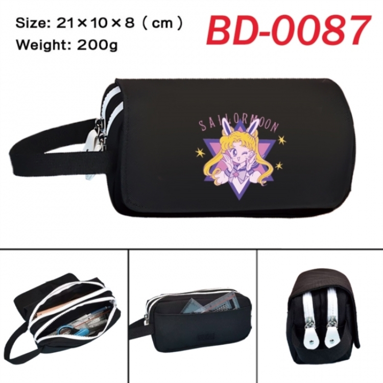 sailormoon Anime peripheral handheld large capacity double-layer Oxford cloth pencil case 21X10X8cm