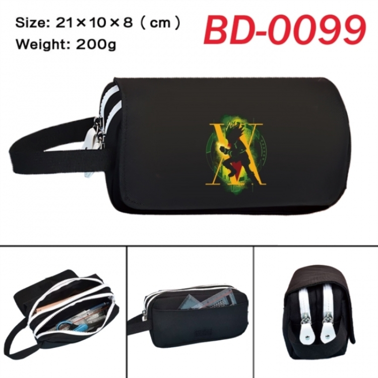 HunterXHunter Anime peripheral handheld large capacity double-layer Oxford cloth pencil case 21X10X8cm