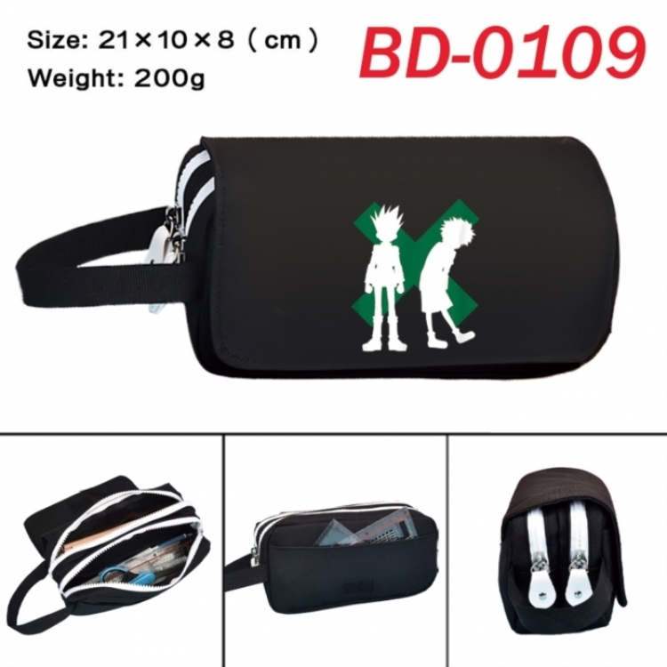 HunterXHunter Anime peripheral handheld large capacity double-layer Oxford cloth pencil case 21X10X8cm