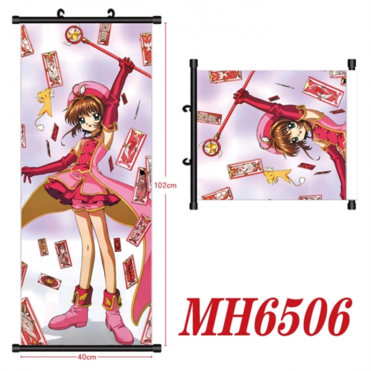 Card Captor Sakura Anime black Plastic rod Cloth painting Wall Scroll 40X102CM 