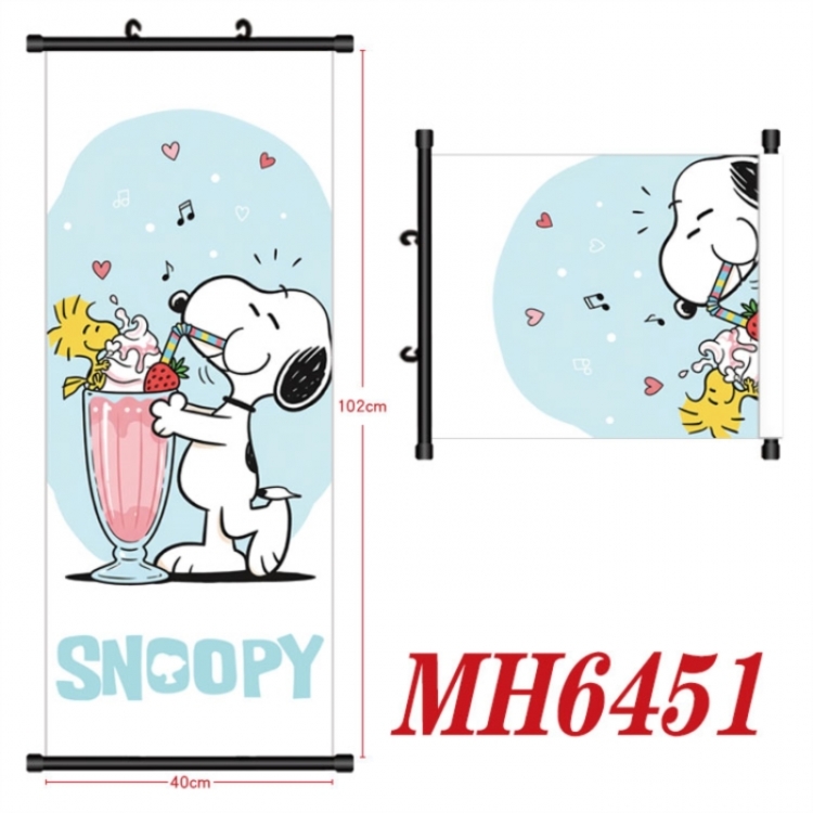snoopy Anime black Plastic rod Cloth painting Wall Scroll 40X102CM