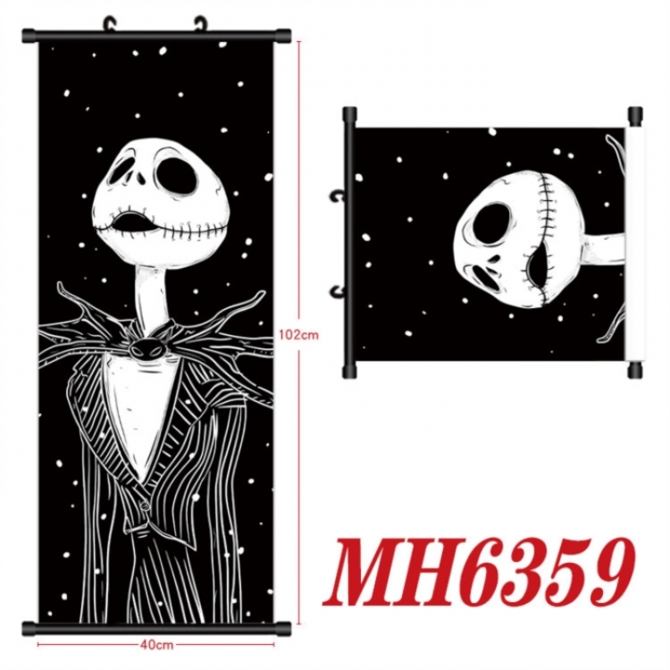 The Nightmare Before Christmas Anime black Plastic rod Cloth painting Wall Scroll 40X102CM