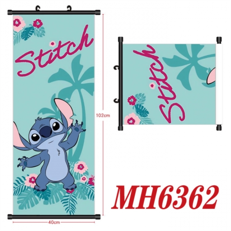Lilo & Stitch Anime black Plastic rod Cloth painting Wall Scroll 40X102CM