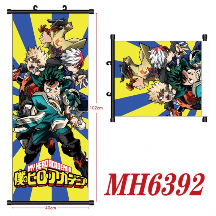 My Hero Academia Anime black Plastic rod Cloth painting Wall Scroll 40X102CM