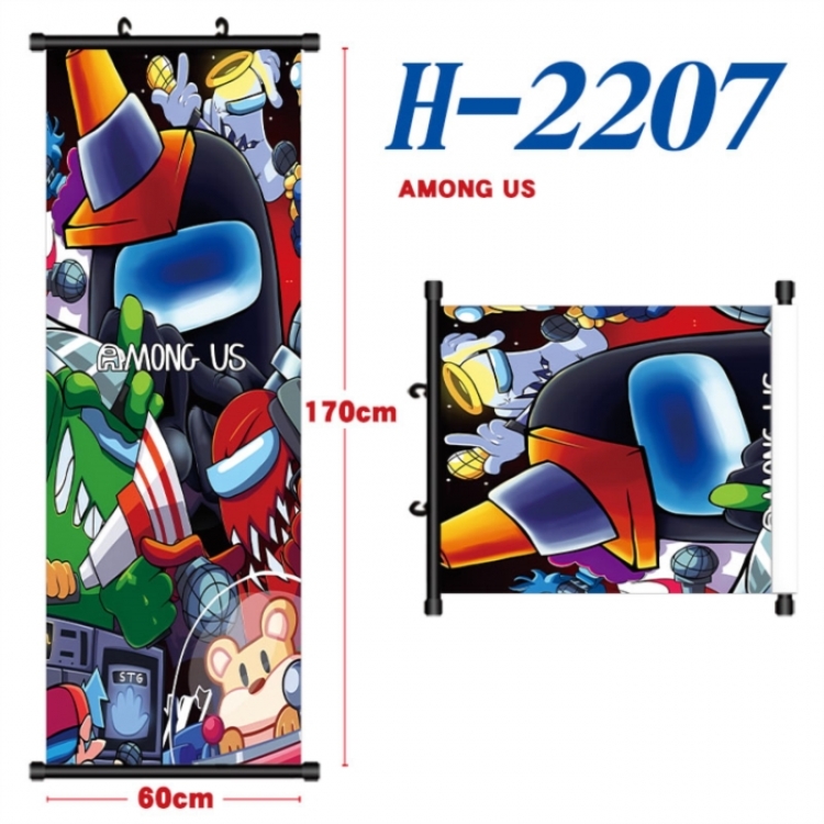 Among Us Black plastic rod cloth hanging canvas painting Wall Scroll 60x170cm