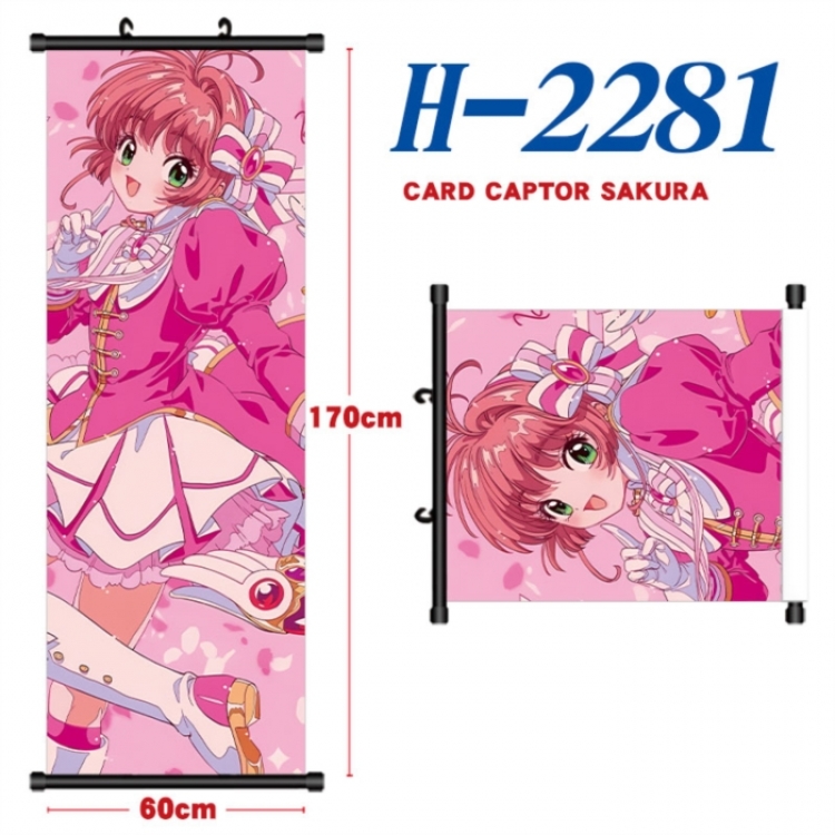 Card Captor Sakura Black plastic rod cloth hanging canvas painting Wall Scroll 60x170cm