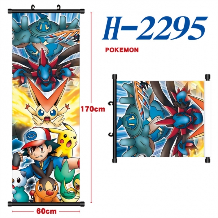 Pokemon Black plastic rod cloth hanging canvas painting Wall Scroll 60x170cm