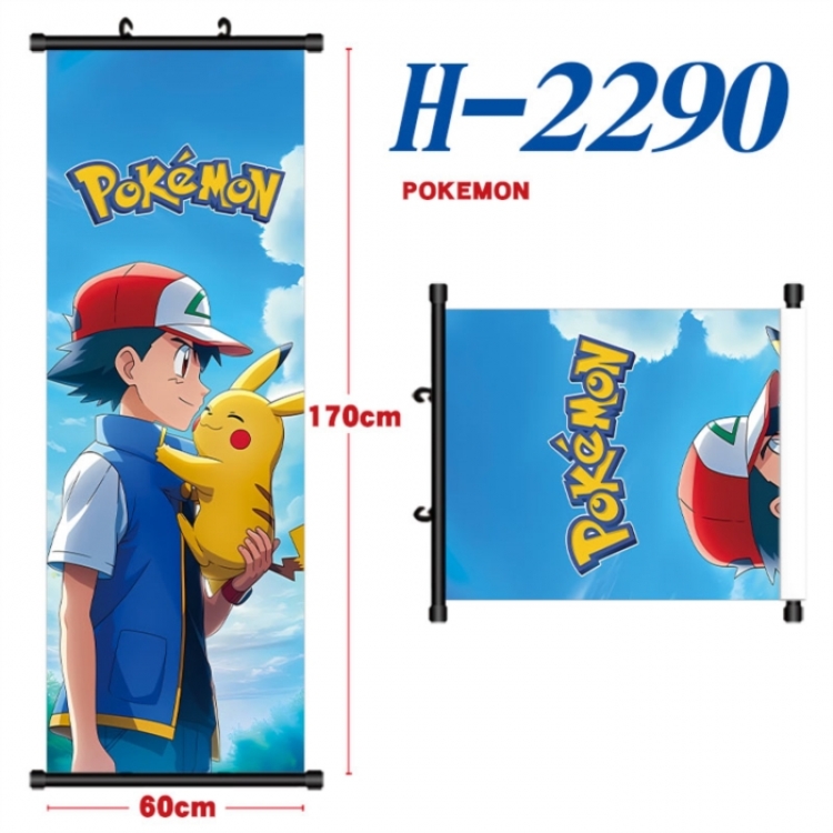 Pokemon Black plastic rod cloth hanging canvas painting Wall Scroll 60x170cm