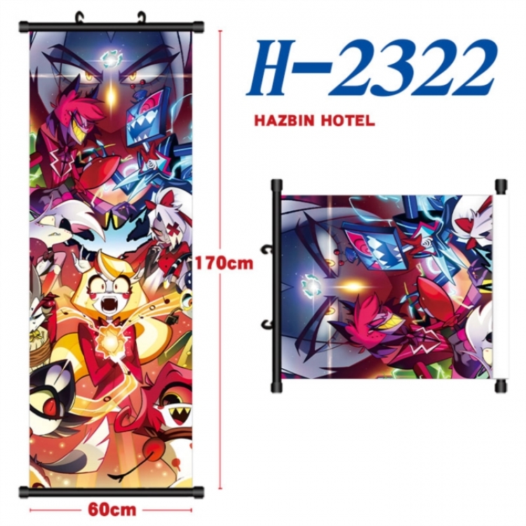 Hazbin Hotel Black plastic rod cloth hanging canvas painting Wall Scroll 60x170cm